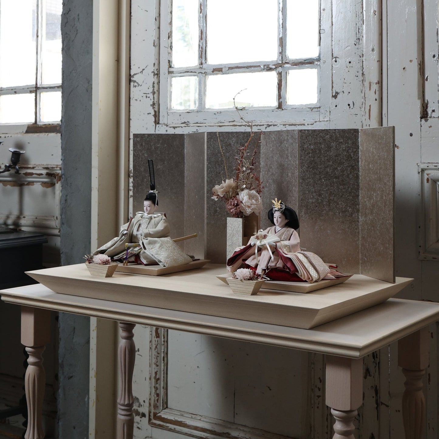 福（灰墨×桜）　fuku｜26雛人形出し飾り