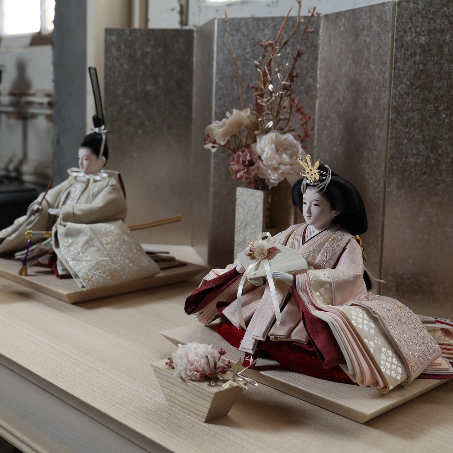 福（灰墨×桜）　fuku｜26雛人形出し飾り