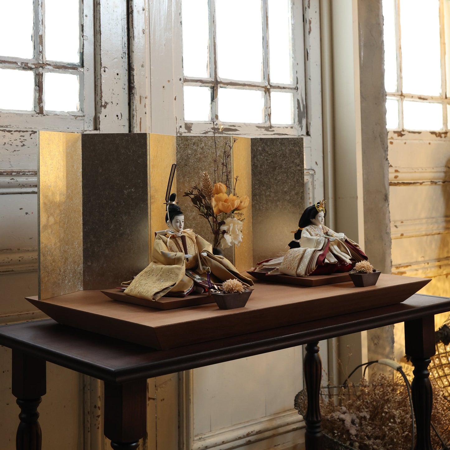 福（金×クリーム）　fuku｜26雛人形出し飾り