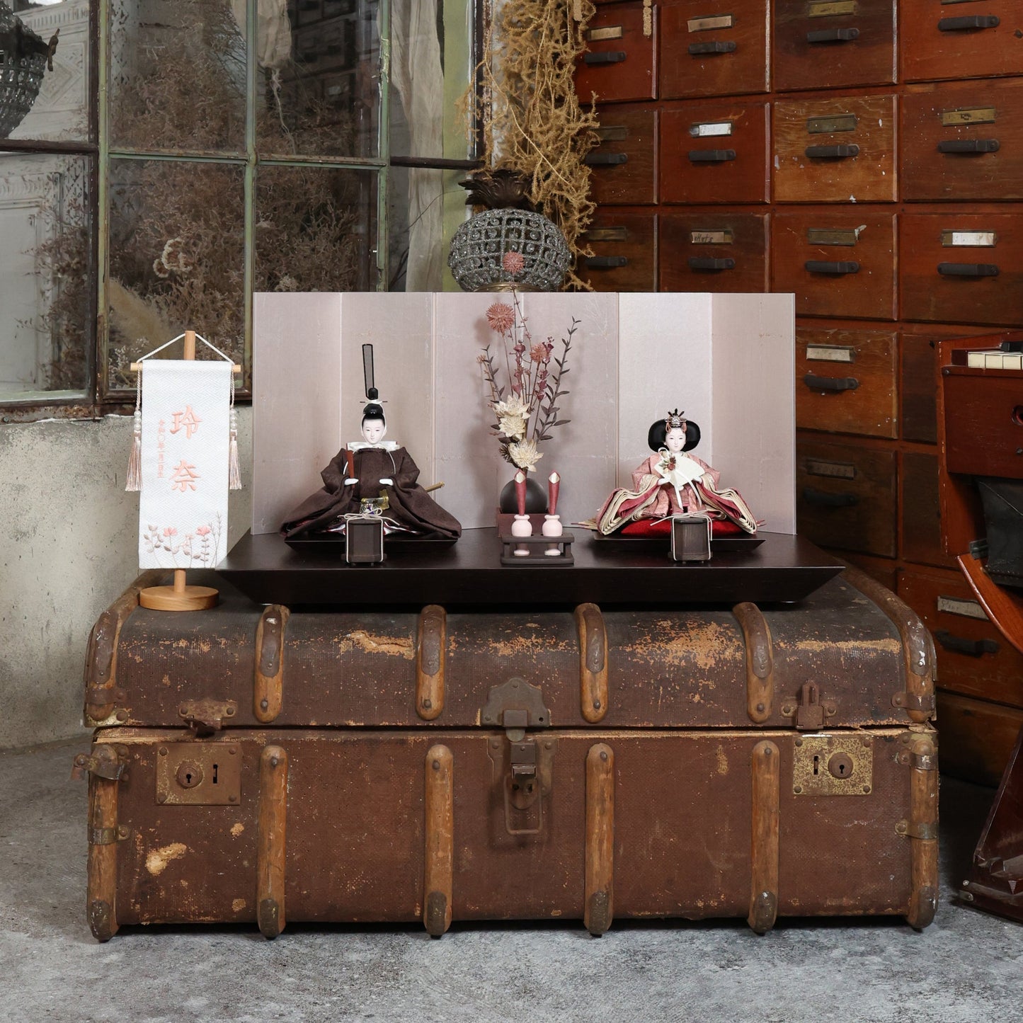 福（茶色xピンク）　fuku｜26雛人形出し飾り