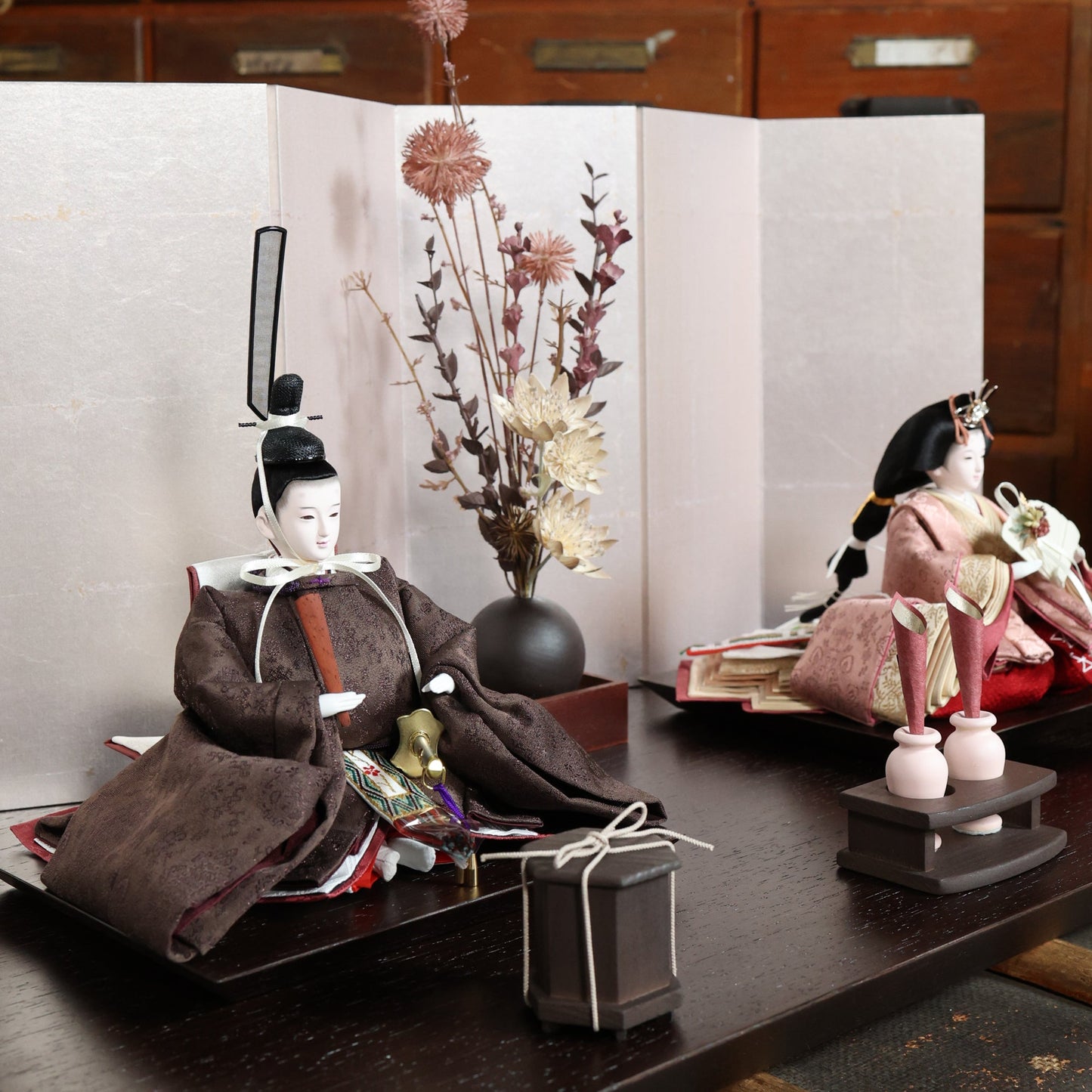 福（茶色xピンク）　fuku｜26雛人形出し飾り