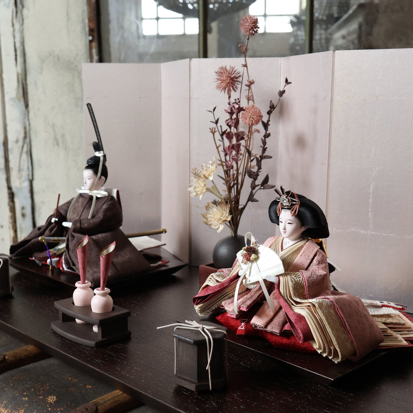 福（茶色xピンク）　fuku｜26雛人形出し飾り
