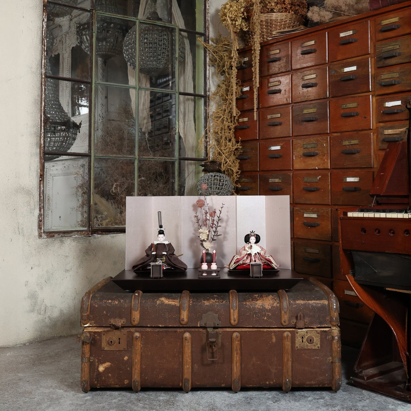 福（茶色xピンク）　fuku｜26雛人形出し飾り